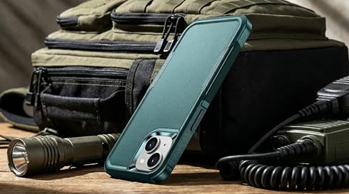 Shockproof for iPhone 15 Case,[15 FT Military Grade Drop Protection],with 2X [Tempered Glass Screen Protector ] with Air Bumpers Full-Body Protective Phone Case, Blackish Green - color: Blackish Green