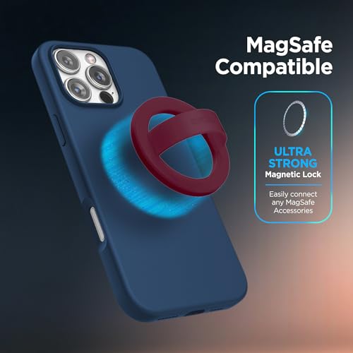 Encased Magnetic Phone Grip Holder (Compatible with MagSafe) Thin Silicone Finger Loop Ring for iPhone (Burgundy) - color: Burgundy