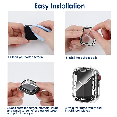 Simpeak 5 Pack Bling Screen Protector Case Compatible with Apple Watch 38mm 42mm 40mm 44mm 41mm 45mm Series 10 42mm 46mm, Protector Case Replacement for iWatch Series 10 9 8 7 6 5 4 3 2 1 Ultra 1 2 (45mm) - size: 45mm
