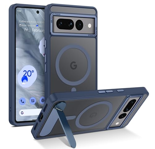 GUAGUA for Google Pixel 7 Pro Case with Stand, Magnetic Cases with Foldable Invisible Stand Translucent Matte Back Slim Protective Shockproof Kickstand Phone Case for Google Pixel 7 Pro 6.7", Blue - color: Blue, size: for Google Pixel 7 Pro