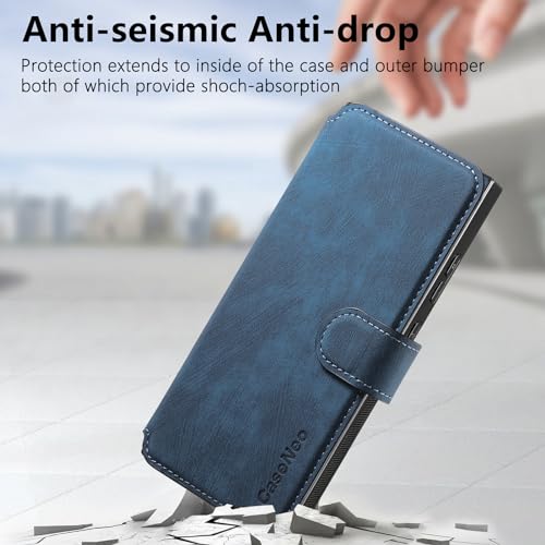 2 in 1 Wallet Case for Samsung Galaxy S23 Ultra CMG Blue | PU Leather Magnetic Flip Folio Case with RFID Blocking Card Holder, Credit Card Slots Kickstand, Shockproof Protective Cover - color: Blue, size: Samsung Galaxy S23 Ultra