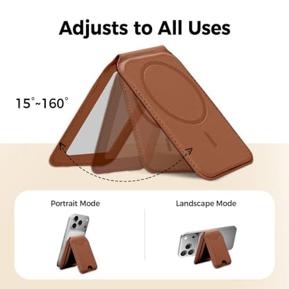 Upgraded for MagSafe Wallet with Makeup mirror，Stronger Magnetic rfid blocking Wallet for iPhone Air 17 16 15 14 13 12 Pro Max,4 Cards Holder with Adjustable Stand(Brown) - color: Brown