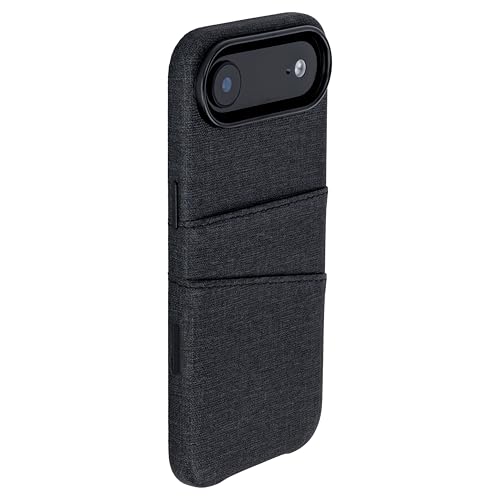 Dockem Card Case for iPhone 17 Air with Magnetic Mounting Plate, Camera Control Button, Wallet with 2 Holder Slots: M2 Luxe Canvas-Style Synthetic Leather (Charcoal Black) - color: Charcoal black, size: 17 Air