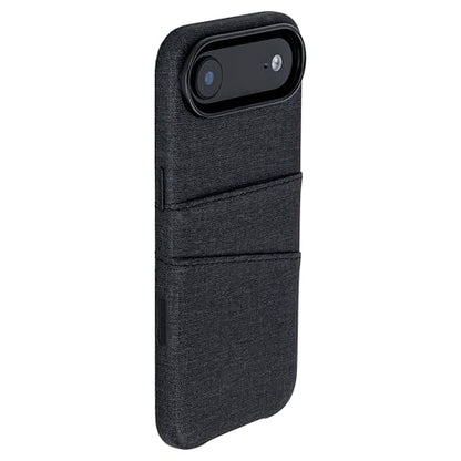 Dockem Card Case for iPhone 17 Air with Magnetic Mounting Plate, Camera Control Button, Wallet with 2 Holder Slots: M2 Luxe Canvas-Style Synthetic Leather (Charcoal Black) - color: Charcoal black, size: 17 Air