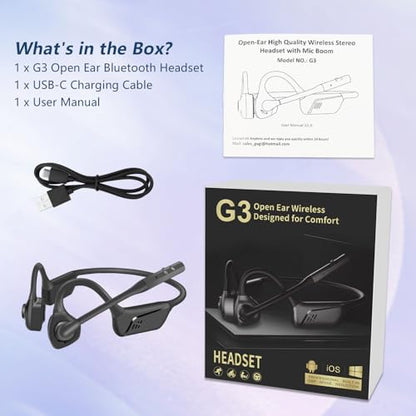 BANIGIPA Bluetooth Headset with Microphone, Open Ear Headphones with Mic