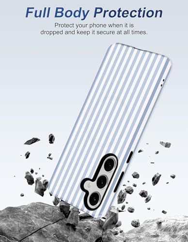 Magnetic Striped Phone Case for Samsung Galaxy A16 5G, Blue | Compatible with MagSafe, Cute Stripes Aesthetic Design, Soft TPU and Hard PC Protective Phone Cover for Women Girls - color: Blue Stripe