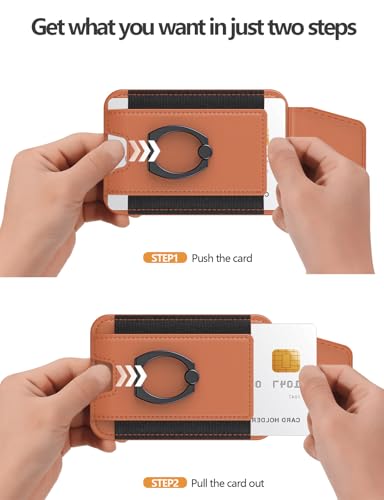 for Magsafe Wallet with Grip, 6-Card Holder; Stronger Magnetic Phone Wallet | Magnetic Card Wallet Holder for iPhone 17/16/15/14/13/12 Series, Privacy Flap, RFID Blocking, Brown - color: Walnut Brown