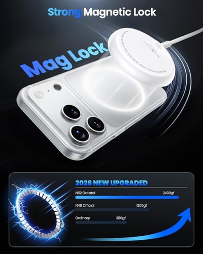 Magnetic 25W Wireless Charger, 10FT Qi2 Fast Charging Pad for MagSafe - color: White, size: XL (10FT)