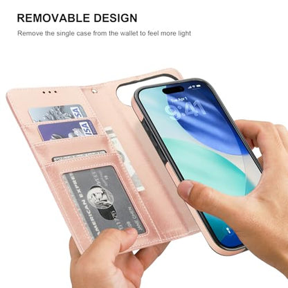 Bocasal Detachable Wallet Case Card Holder for iPhone 17 Air, Rose Gold - color: Rose Gold