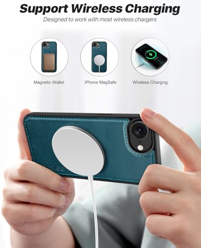 OCASE for iPhone 17e Case/iPhone 16e Detachable Wallet Case with Card Holder, 2 in 1 Pu Leather Flip Folio with RFID Blocking Stand Wrist Strap Shockproof Phone Cover 6.1 Inch 2025, Peacock Blue - color: Peacock Blue, size: iPhone 16e/ iPhone 17e