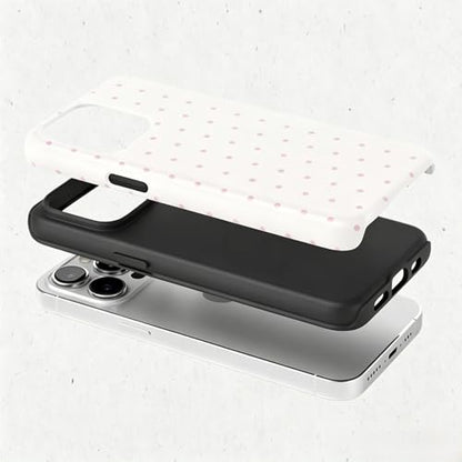 Pink Polka Dot Phone Case for iPhone17 ProMax 16Pro 15 14 13 12 for Samsung 26 Ultra Plus 25 24 Double Layer Protective Shockproof Smartphone Cover (Pink, iPhone 17 Pro Max) - color: Pink
