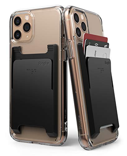 Ringke Slot Card Holder for Phone Case, Business Card Holder for Back of Phone, ID Credit Card Holder Stick on for Women Men, Phone Wallet Compatible with iPhone, Galaxy, and Pixel - Black - color: Black