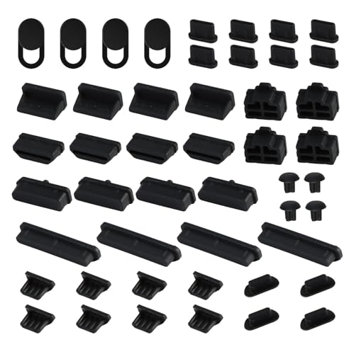 48 Pack USB Dust Cover Cap, Silicone Multi-Type Port Plug Protector Cover for Computer, Micro USB C Webcam Cover Slide Lightning USB2.0/3.0 RJ45 HDMI SD Audio DP Ports (10 Types) - size: 48 Pcs & 10 Types