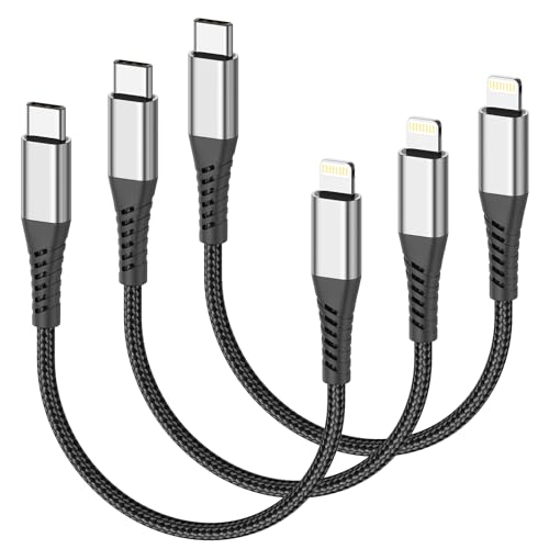 Short USB C to Lightning Cable 6 Inch, 3 Pack 0.5 Foot Short iPhone PD Fast Charging Braided Cord for iPhone 14 13 12 11 Pro Max Xs - size: 0.5 Feet