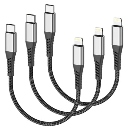 Short USB C to Lightning Cable 6 Inch, 3 Pack 0.5 Foot Short iPhone PD Fast Charging Braided Cord for iPhone 14 13 12 11 Pro Max Xs - size: 0.5 Feet