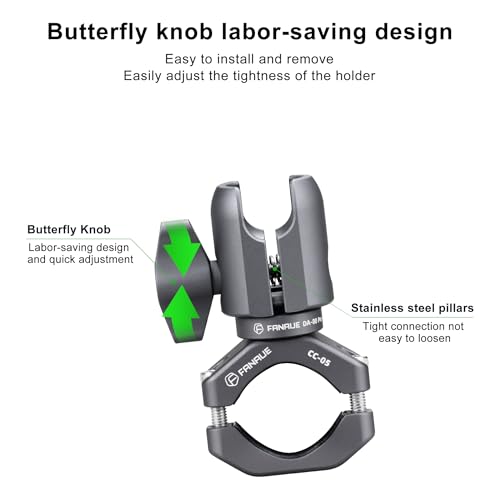 FANAUE Single Socket Arm with Handlebar Clamp Mount U-Bolt Base Compatible with RAM Mounts 1 Inch Ball Head and Bike Motorcycle Phone Holder, Can be Installed on 0.87-1.26" Diameter Rail Round Rod.