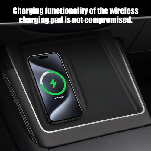 Frani Wireless Charging Pad Cover for Tesla Model Y Juniper/YL - color: Black, size: Model Y Juniper 2025-2026