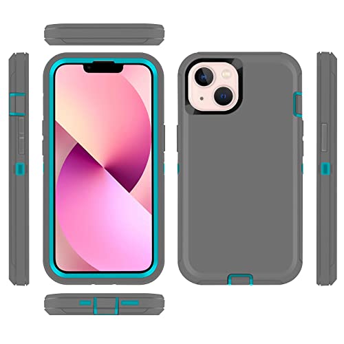 Co-Goldguard Shockproof Case for iPhone 13 with Tempered Glass Screen Protector 3 Layer Military Grade Drop Protection Heavy Duty Protection Rugged Rubber Phone Case Cover for iPhone 13 6.1 GreyGreen - color: GreyGreen