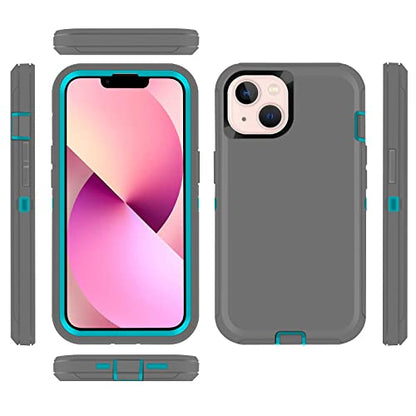 Co-Goldguard Shockproof Case for iPhone 13 with Tempered Glass Screen Protector 3 Layer Military Grade Drop Protection Heavy Duty Protection Rugged Rubber Phone Case Cover for iPhone 13 6.1 GreyGreen - color: GreyGreen