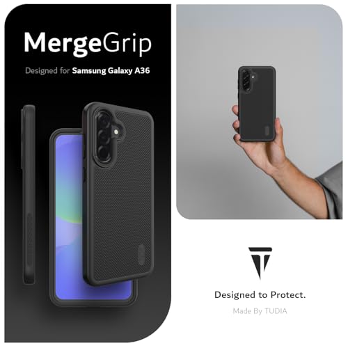 TUDIA DualShield Grip Designed for Samsung Galaxy A36 5G Case (2025), [MergeGrip] Military Grade Dual Layer Shockproof Slim Tough Heavy Duty Protective Phone Case for Galaxy A36 (Black) - color: Black
