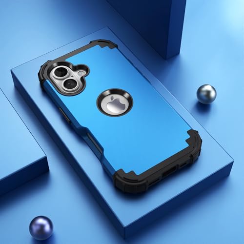 IDweel for iPhone 17 Case with Screen Protector for Women, 3 in 1 Shockproof Slim Fit Hybrid Heavy Duty Hard PC Cover Soft Silicone Bumper Full Body Anti-Fingerprint Case, Sky Blue - color: Sky Blue