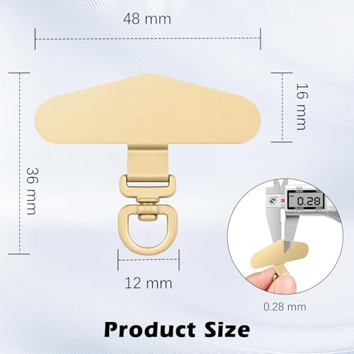 MoKo 2 Pack Metal Phone Tether Tabs, Rotatable 360° Phone Lanyard Patch - color: Light Gold
