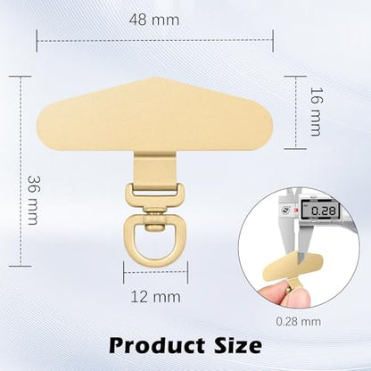 MoKo 2 Pack Metal Phone Tether Tabs, Rotatable 360° Phone Lanyard Patch - color: Light Gold