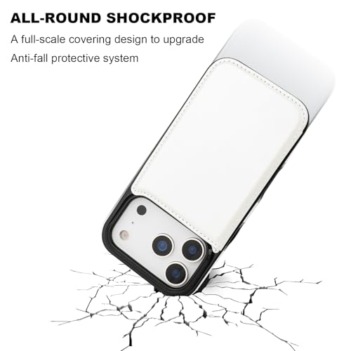 ONETOP for iPhone 17 Pro Wallet Case with Credit Card Holder,White | Kickstand,ID/Cash Holder,Case Wallet with Card Slots,Double Magnetic Clasp,Durable PU Leather Shockproof Cover for Women Men - color: White