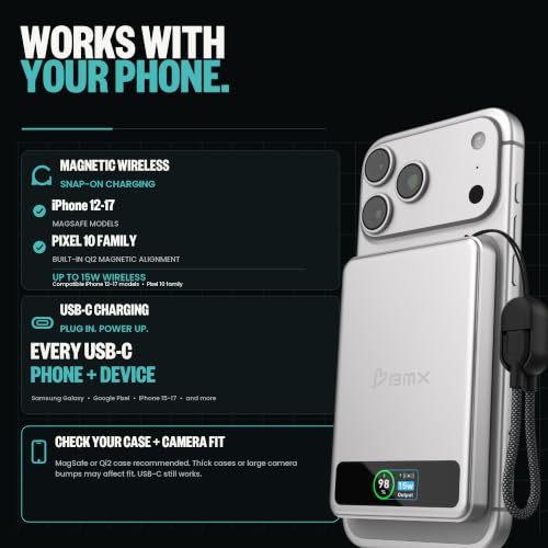 BMX 5K Semi-Solid Power Bank, 5000mAh Qi2 (Blue) - color: Blue