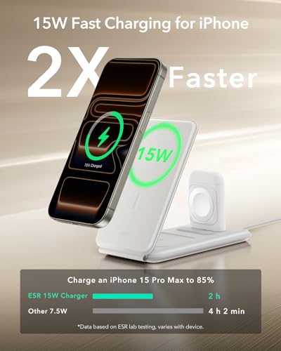 ESR 3 in 1 Wireless Charging Station, for Magsafe Charger Stand - color: White