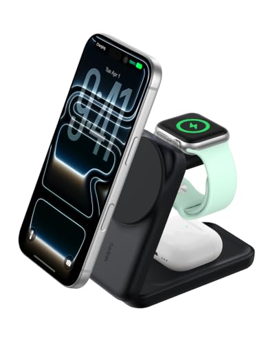 Belkin Qi2.2 25W Wireless 3 in 1 Foldable Fast Charging Station for iPhone - color: Black