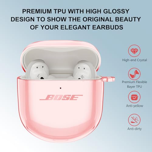 Aircawin for Bose QuietComfort Earbuds II/QuietComfort Ultra 1/2 Case Clear - color: Clear Pink