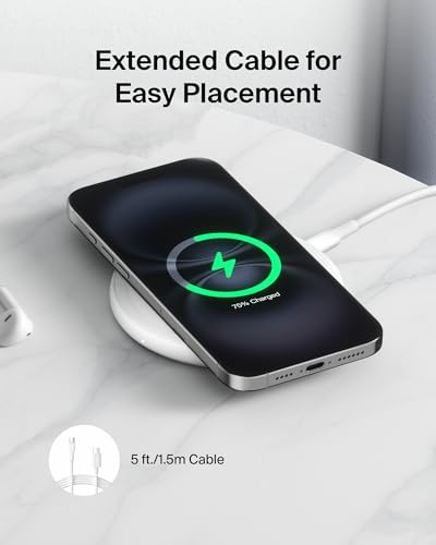 Belkin 15W Wireless Charging Pad, Qi Charger with Power Adapter - color: White