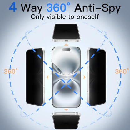 JETech 360° Privacy Screen Protector for iPhone 16, 2-Pack - size: iPhone 16