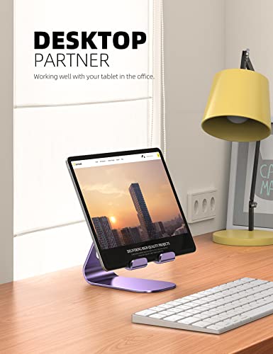Lamicall iPad Stand Adjustable Tablet Holder, Sturdy Aluminum, Multi-Angle - color: Purple
