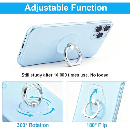 VOVIGGOL Transparent Phone Ring Holder Stand 2 Pcs, 360° Rotation Cell Phone Ring Holder Mobile Finger Kickstand Hand Phone Grip for iPhone, Clear Phone Ring for Phone Case (Round)