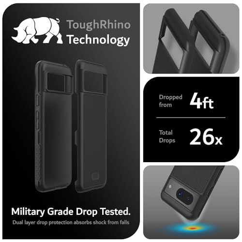 TUDIA MergeGrip [Military Grade] Designed for Google Pixel 8 Case (2023) - [Drop Tested] Dual Layer Shockproof Slim Rugged Tough Heavy Duty Protective Phone Cases Cover - Matte Black - color: Matte Black, size: Standard Pixel 8