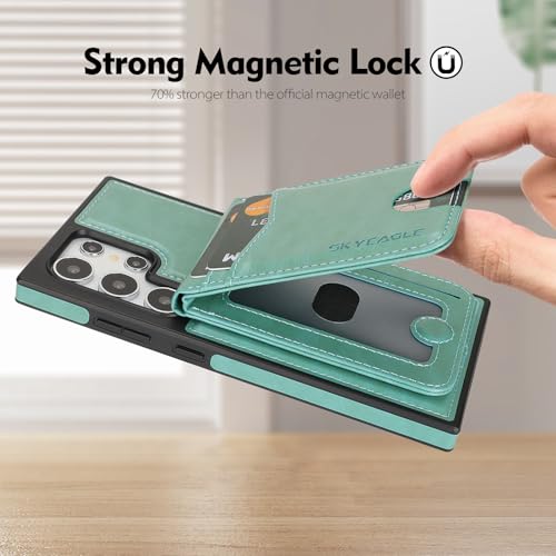 SkyEagle Compatible with Magsafe 2 in 1 Detachable Samsung Galaxy S25 Ultra Wallet Case with Card Holder,Women Men Magnetic PU Leather RFID Blocking Flip Kickstand Credit Slots,Blue Green - color: Blue Green, size: Samsung Galaxy S25 Ultra - 6.9"