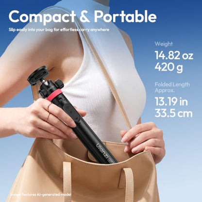 ULANZI MT44M Auto Open Magnetic Phone Tripod, 59" Selfie Stick with Remote - color: Black
