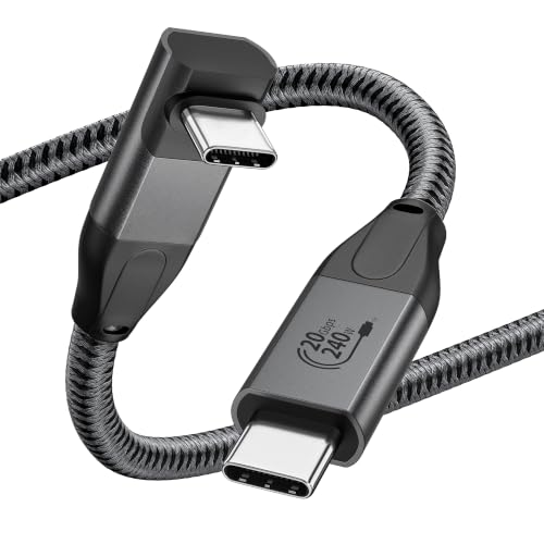 XAOSUN Right Angle USB C 3.2 Cable, 90 Degree USB C Video Cable, Grey 1.6FT - size: 1.6ft