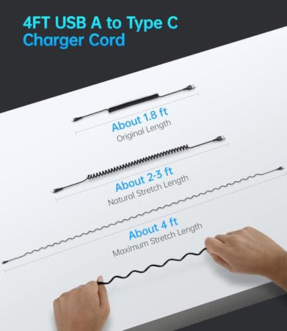 USB C Cable Fast Charging, 2Pack 3ft Coiled USB A to USB C Charge Cable for - color: Black, size: 3FT, style: USB A to USB C