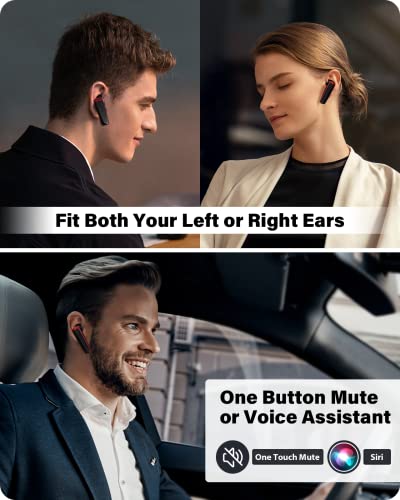 ADADPU Bluetooth Headset - V5.0 Wireless Handsfree Earpiece Built-in Dual Mic Noise Cancelling, 10 Days Standby 16Hrs HD Talktime Ultralight Ear Buds for iPhone Android Cellular Phone Laptop(Red) - color: Red
