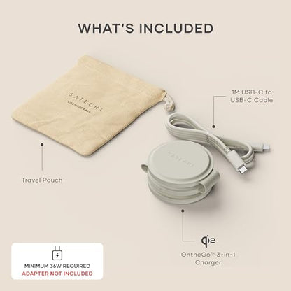 Satechi OntheGo 3-in-1 Wireless Charger, Qi2 15W Fast Charging, Sand - color: Sand
