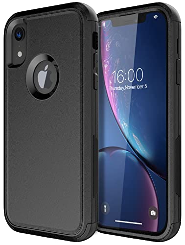 Diverbox for iPhone Xr Case [Shockproof] [Dropproof] [Dust-Proof],Heavy Duty Protection Phone Case Cover for Apple iPhone XR - color: Black-3in1