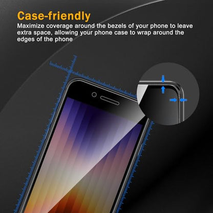 3 Pack Privacy Screen Protector for iPhone SE 2022/SE 2020/8/7 (iPhone 2nd/3rd Generation), Anti Spy Tempered Glass 9H Hardness, Black Protector Anti Spy, Bubble Free, Anti-Scratch - size: iPhone SE 2022/2020/8/7 FK3
