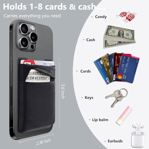 Phone Card Holder Stretchy Wallet Pocket Credit Card ID Case Pouch Sleeve - color: Black