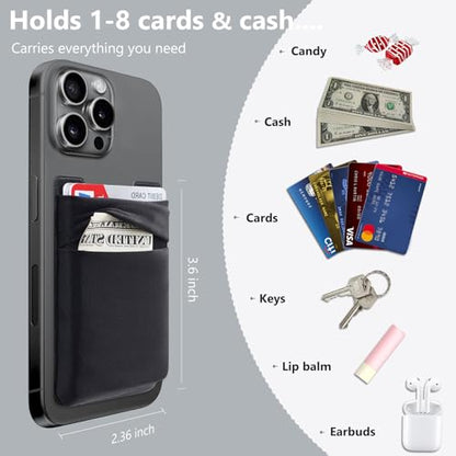 Phone Card Holder Stretchy Wallet Pocket Credit Card ID Case Pouch Sleeve - color: Black
