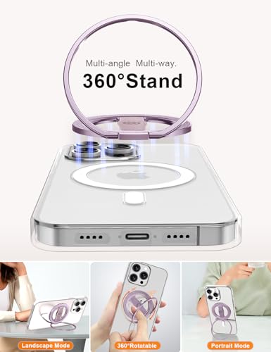 EWA MagOne Cell Phone Grips, Phone Ring Holder Grip Stand, Stylish Twinkle Finger Grip Kickstand 360° Rotation, Compatible with Phone 16 15 14 13 Pro Max Plus-(Glitter Purple) - color: Glitter Purple