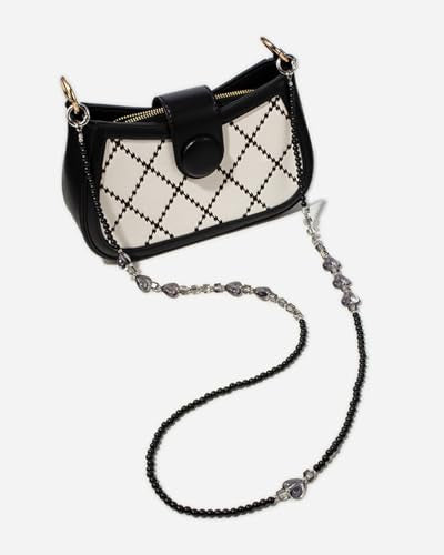 Phone Chain Crossbody Pearl Strap,Pearl Beaded Chain Shoulder Crossbody Lanyard with Phone Tether Patches Compatible with Most Phones Bag Purse - color: L
