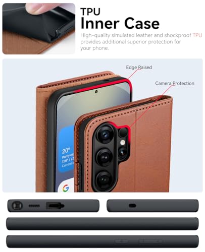 OCASE for Samsung Galaxy S26 Ultra Wallet Case, Card Holder, Dark Brown | RFID Blocking, Kickstand, Magnetic Closure, PU Leather Flip Folio, Shockproof TPU Shell, Protective Phone Cover (6.9") 2026 - color: Brown, size: Samsung Galaxy S26 Ultra